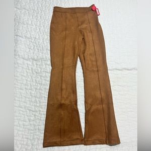 Spanx Faux Suede Flare Pants Rich Caramel Size L NWT